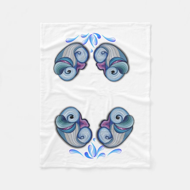 Abstract dolphin fleece blanket (Front)