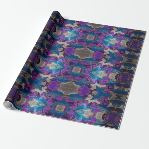 Abstract Dolphin motif Wrapping Paper