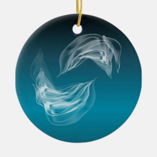 Abstract Dolphins at Play Ceramic Ornament (Front)