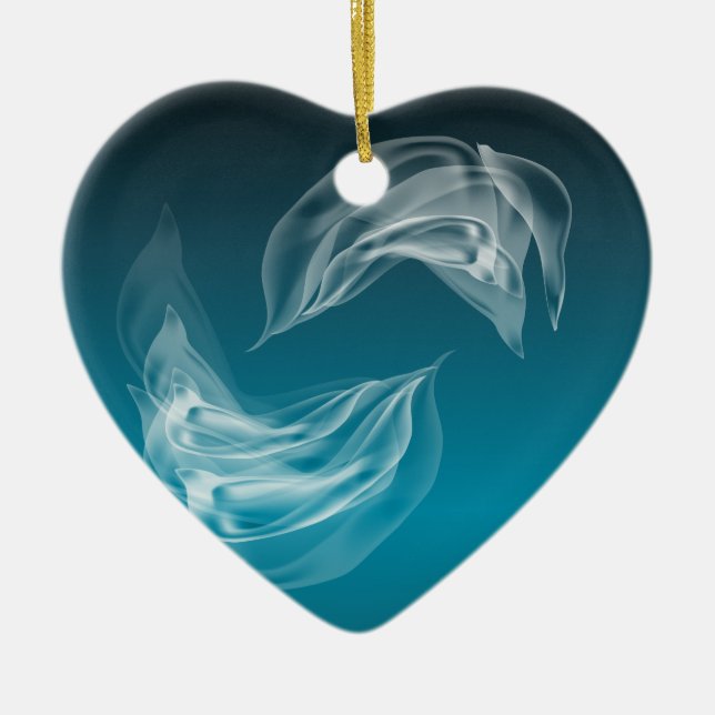 Abstract Dolphins at Play Ceramic Ornament (Front)