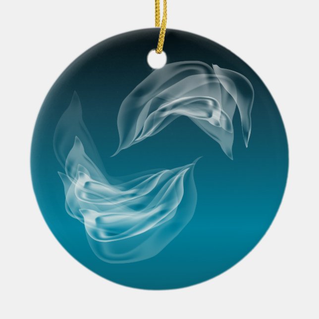 Abstract Dolphins at Play Ceramic Ornament (Front)