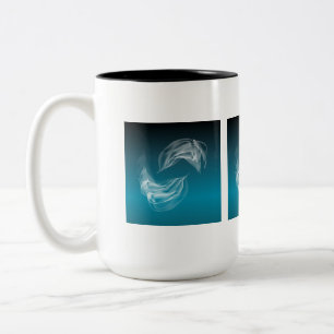 Abstract Dolphins at Play Two-Tone Coffee Mug