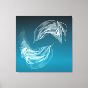 Abstract Dolphins at Play Wrapped Canvas Print