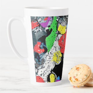 Abstract Doodle Art Blue White Black Latte Mug