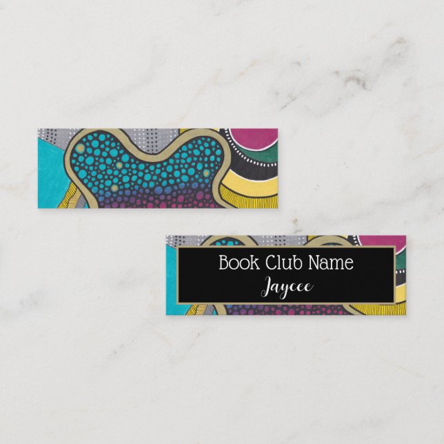 Abstract doodle art, flowing shapes, book mark calling card (Front/Back)