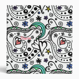 Abstract Doodle Art Personalized Binder
