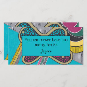 Abstract doodle, bright colours, book mark thank you card