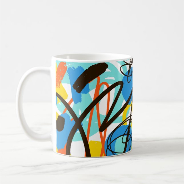 Abstract doodle, bright summer pattern. coffee mug (Left)