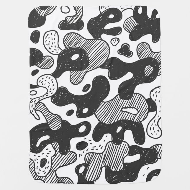 Abstract Doodle Camouflage Black Style Baby Blanket (Front)