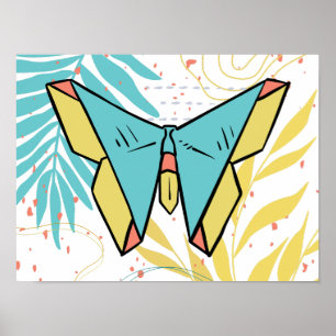 Abstract & Doodle Colorful Flower Butterfly Nature Poster