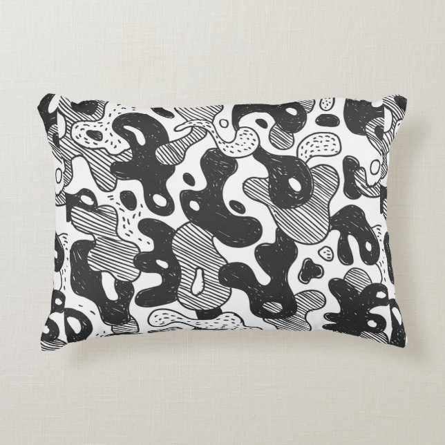 abstract doodle style camouflage,black accent pillow (Front)