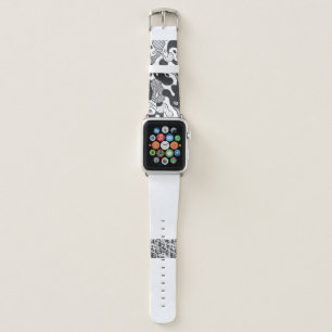 abstract doodle style camouflage,black apple watch band