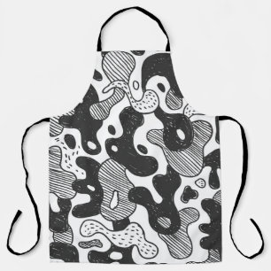 abstract doodle style camouflage,black apron