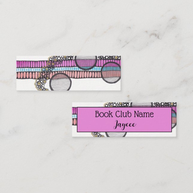 Abstract doodle watercolour pink, book club calling card (Front/Back)