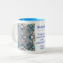 Abstract Doodle with Blue and Jefferson Quote Mug