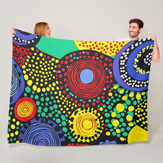 Abstract dot art 3 fleece blanket (In Situ)