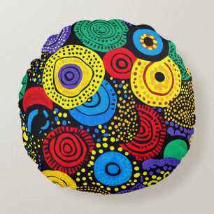 Abstract dot art 4 round pillow