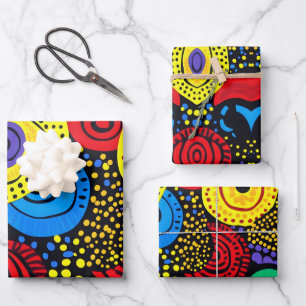 Abstract dot art 4 wrapping paper sheets