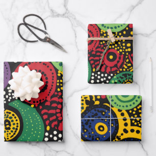 Abstract dot art 8 wrapping paper sheets