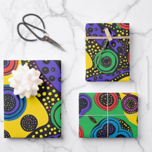 Abstract dot art 9 wrapping paper sheets