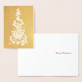 Abstract Dot Christmas Tree on Gold Foil Card
