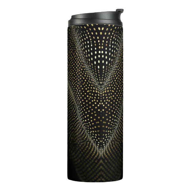 Abstract Dot Pattern | Black & Yellow Halftone Thermal Tumbler (Rotated Left)