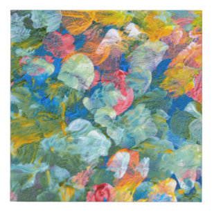 Abstract dot smear brush stroke acrylic and waterc faux canvas print