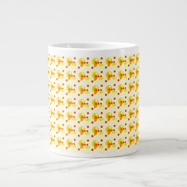 Abstract dots and circles red yellow giant coffee mug (Front)