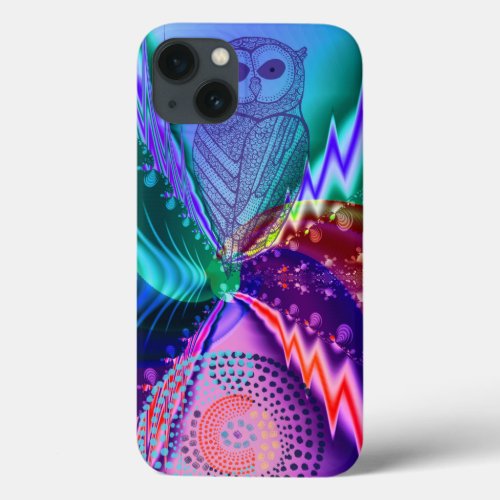 Abstract Dots and Owl iPhone 13 Case