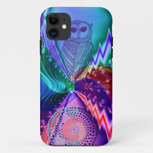 Abstract Dots and Owl iPhone 11 Case