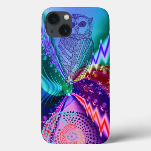 Abstract Dots and Owl iPhone 13 Case