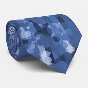 Abstract Dots and Stripes Blue Two-Sided Tie