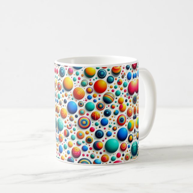 Abstract Dots Geometric Retro Coffee Mug (Front Right)