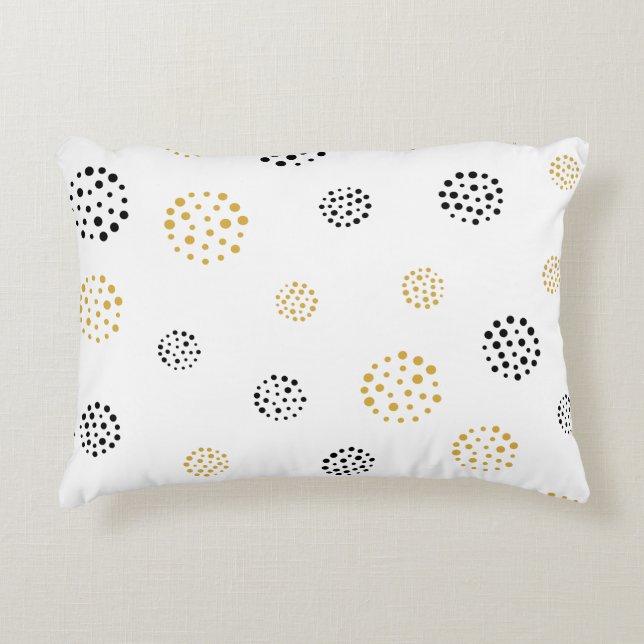 Abstract dots gold and gray pattern accent pillow (Front)
