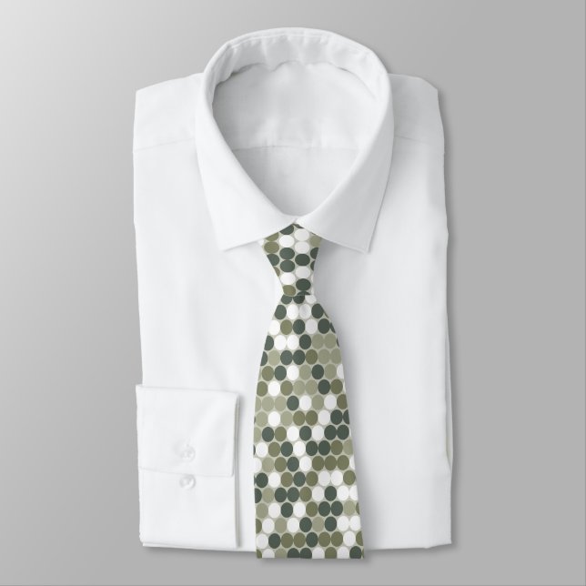 Abstract dots pattern in green tones neck tie (Tied)