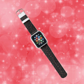 Abstract Dotted Design Red Dots on Black Apple Watch Band