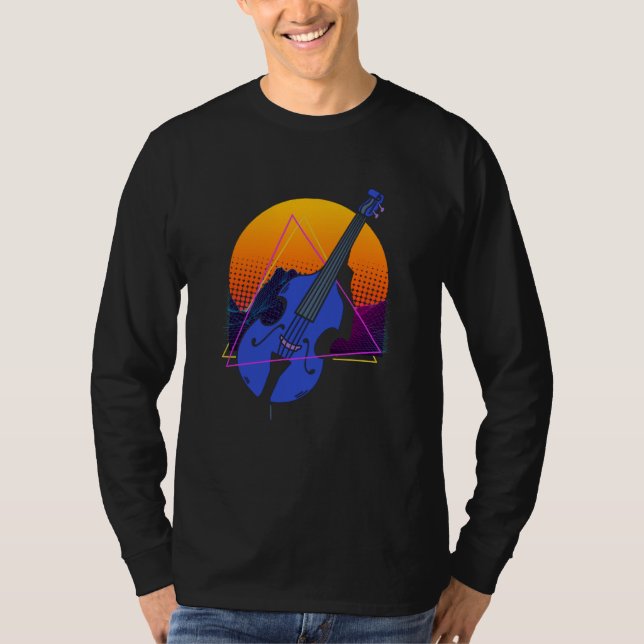 Abstract Double Bass Jazz Musician Contrabass Play T-Shirt (Front)