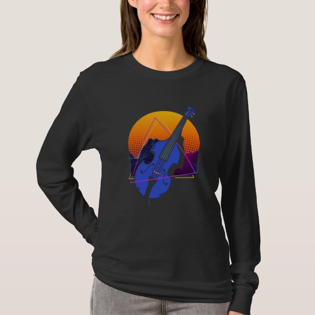 Abstract Double Bass Jazz Musician Contrabass Play T-Shirt (Front)