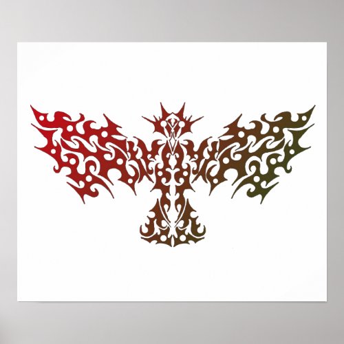 Abstract Dragon Bird Tribal Tattoo Poster