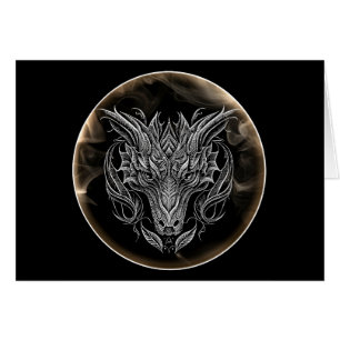 Abstract Dragon Head in Aesthetic Cards