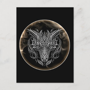 Abstract Dragon Head in Aesthetic Postcard