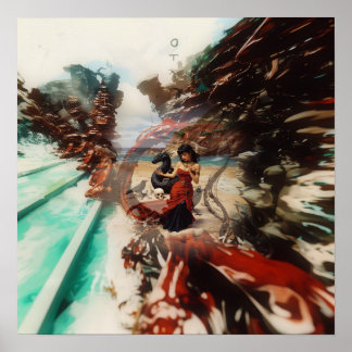 Abstract Dragon Skull Witchy AI Art Matte Value Poster