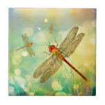 Abstract Dragonflies In A Garden Ceramic Tile at Zazzle