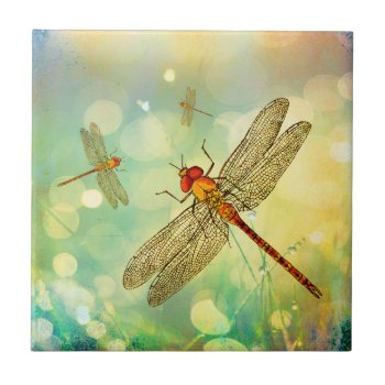 Abstract Dragonflies In A Garden Ceramic Tile by AutumnRoseMDS at Zazzle