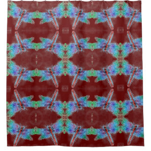 Abstract Dragonflies Red Customize Background Shower Curtain