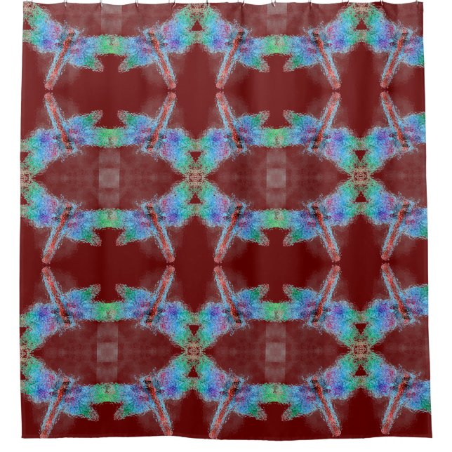 Abstract Dragonflies Red Customize Background Shower Curtain (Front)