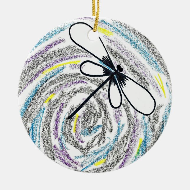 Abstract Dragonfly Christmas Ornament (Front)