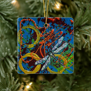 Abstract Dragonfly Ornament