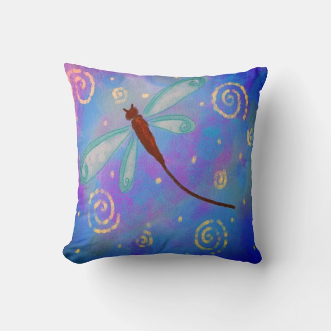 Abstract Dragonfly Throw Pillow (Front)