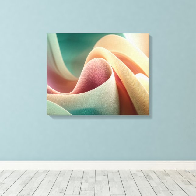 Abstract Drapery with Pastel Gradient Flow Canvas Print (Insitu(Wood Floor))